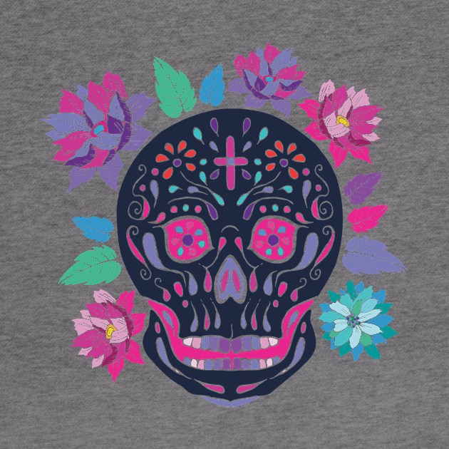 Mexican skull with flowers by annaazart